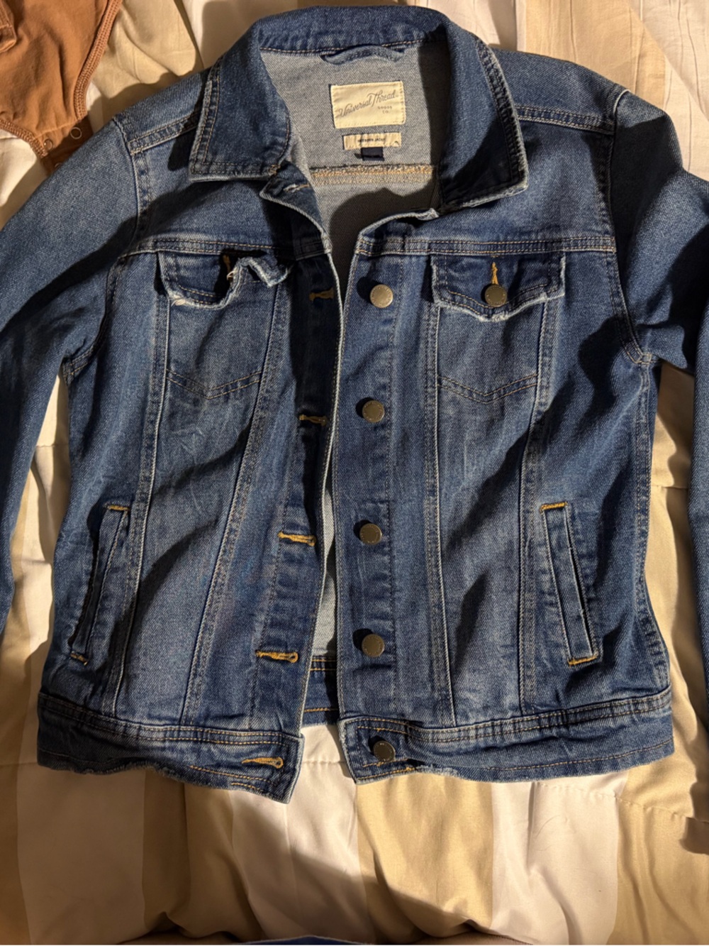 Universal Thread Indigo Denim Jacket with Contrast Stitching